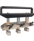 Close-up of Three Station Edge Roller Bender for Sheet Metal, heavy-duty with adjustable 0-90 degree bends range for roofing use.