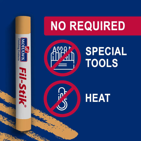 Light Golden Oak Wood Repair Wax Putty Stick For Scratches And Gouges shown with no special tools or heat required.