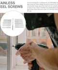 Installer using 20 Pcs Stainless Steel Lag Screws Left And Right Handed For Cable Railing And Deck Post Hardware on window frame