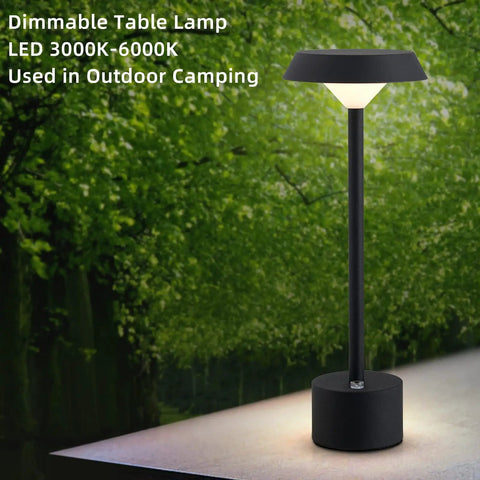 Cordless LED Table Lamp With Rechargeable Battery Dimmable Color Mixing And Touch Control Desk Light for camping, black finish