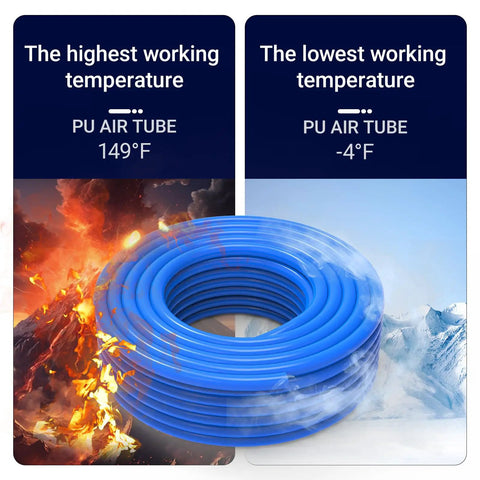 Blue 12mm OD 8mm ID Polyurethane Air Hose Tubing For Pneumatic Systems 32.8 Ft Long 145 PSI Working Pressure Minus 4F To 149F