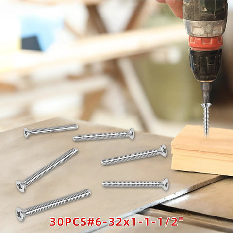 Thirty Piece Pack Of 304 Stainless Steel Machine Screws Loaded As Extra Long Electrical Outlet Bolts To Mount Devices And Fix Wonky Deep Wall Boxes Snug As A Bug Quick And Easy on wood with a power drill.