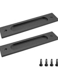 2 Pack 7 Inch Flush Pulls For Barn Doors Recessed Handle With Slim Rectangular Profile Ideal For Sliding Pocket Doors And Cabinet Doors Matte Black Finish Durable Stainless Steel Construction Includes Mounting Holes And Groove Dimensions