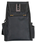 Tough Black 9 Pocket Electrical Maintenance Pouch With Belt Clip And Belt Loop Detachable Tape Sling And Heavy Duty Clip On Back For Contractors For Pros, front view