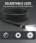 Triple Lens Borescope Endoscope With Light Pro Grade Digital Video Scope adjustable LED light and flexible cable 5Ft