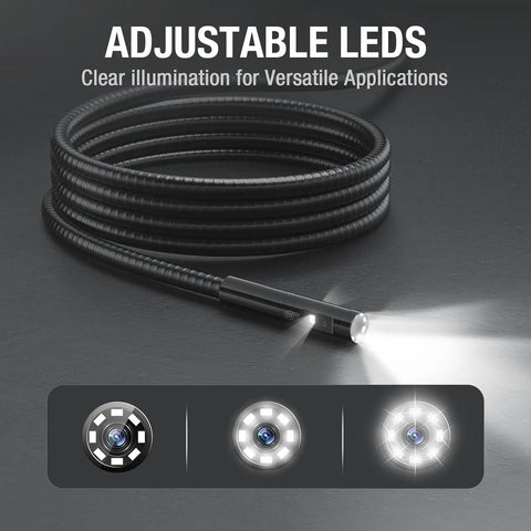 Triple Lens Borescope Endoscope With Light Pro Grade Digital Video Scope adjustable LED light and flexible cable 5Ft