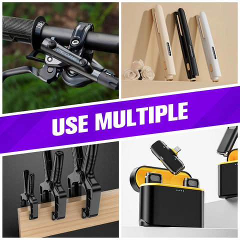 120Pcs torsion springs kit, stainless steel; collage showing uses on bike lever, hair straighteners, clamps