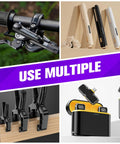 Ninoge 120pcs stainless steel torsion springs kit; 30 sizes; collage showing bike lever, clamps, and gadgets