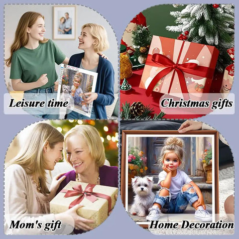 Dog Lover Diamond Painting Kit for Adults Beginners Full Diamond Dot Art DIY 12x12 Inch Gem Craft, perfect for gifts and decor.