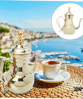 Arabic Coffee Pot Hand Drip Kettle For Manual Coffee Maker Turkish Style Pour Over Brewer with Long Anti Drip Spout outdoors.