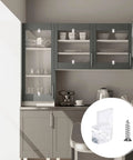 Heavy Duty Mirror Hangers With Screws Clear Plastic Wall Mount Clamps For Frameless Glass Panels And Cabinet Doors installed on glass cabinets.