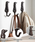 Kickass Cast Iron Dog Tail Hooks, Straight Up 4 Pack Wall Mount Leash Holders With Screws and Anchors, rustic design with bags and coats.