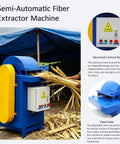 Semi Automatic Fiber Extractor Machine crushes fresh plant residue fast built tough for backyard farms, featuring control box and feed inlet.