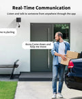 Man using 2K Solar Security Cameras Outdoor Wireless 2 Pack With 360 Degree Pan Tilt, Color Night Vision, Easy Install for real-time communication