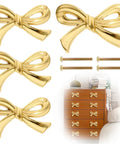 4 antique gold Vintage Bow Shaped Dresser Knobs for desk, wardrobe, TV cabinet, bookcase in solid zinc alloy with screws