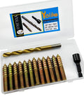 12 Pack Three Eighths Inch By Sixteen Threads Hanger Bolts With Pro Grade Alloy Steel Driver And HSS Twist Drill in case