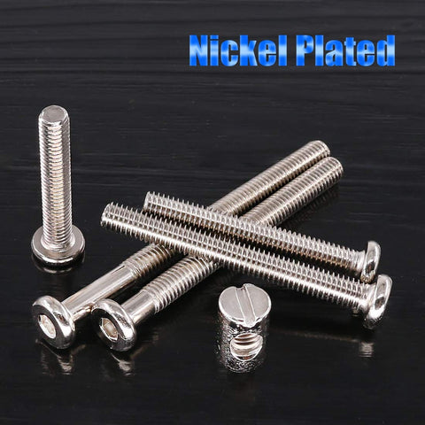 100Pcs M6 Hex Drive Socket Cap Barrel Screws And Nuts Kit For DIY Furniture Building Nickel Plated Steel Screws