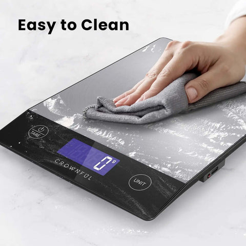 Digital Kitchen Scale 33lb Capacity, Rechargeable 304 Stainless Steel Food Scale With Type C Charging, easy-to-clean surface