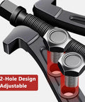 Close-up of the Heavy Duty Carbon Steel Small Gear Puller and Bearing Removal Tool showing adjustable 2-hole design with bolts.