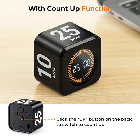 Gravity Flip Pomodoro Timer Cube For Focus Boost With Four Presets Five Ten Twenty Five And Fifty Minutes Rechargeable Productivity Gadget