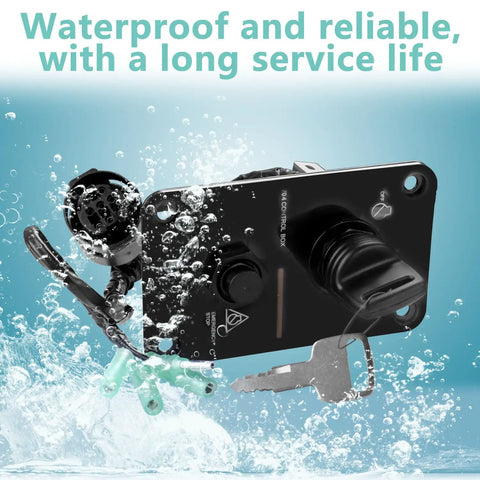 12V Marine Outboard Ignition Key Switch Panel, Single Engine On Off Assembly, Replacement Control Box For Yamaha Outboard Engines, 704-82570-01-00 And 704-82570-12-00 Compatible, Heavy Duty No Fuss Marine Switch Panel shown in water.