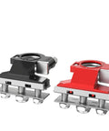 2 Pack 12V Automotive Top Post 3 Way Battery Terminal Kit With Positive And Negative Clamp Connectors Red And Black For Quick Disconnect