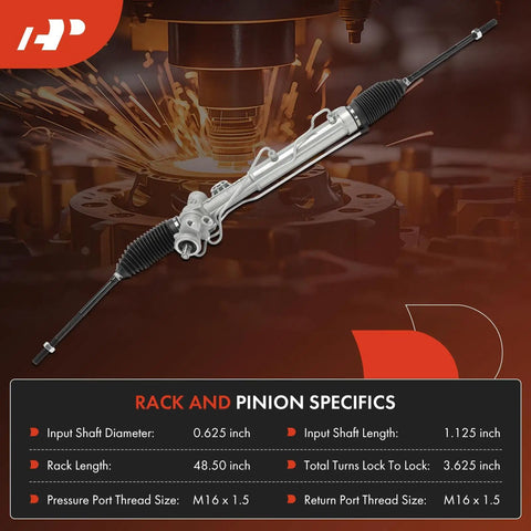 Hydraulic power steering rack and pinion compatible with Buick Regal 1988-1993, Chevrolet Lumina 1990-1993, Oldsmobile Cutlass Supreme 1988-1993.