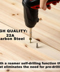 Power drill using Beefy Bronze Wood To Metal Self Drilling Screws 10 16 Size One And A Quarter Inch Length Self Tapping Trailer Deck Screws With Torx Drive T25, 2 Lb Pack About 252 Pieces on wooden deck boards.