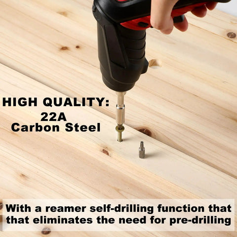 Power drill using Beefy Bronze Wood To Metal Self Drilling Screws 10 16 Size One And A Quarter Inch Length Self Tapping Trailer Deck Screws With Torx Drive T25, 2 Lb Pack About 252 Pieces on wooden deck boards.