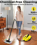 Heavy Duty Steam Cleaner With 52 Oz Large Tank And Incredible High Pressure Capability in use on hardwood floor.