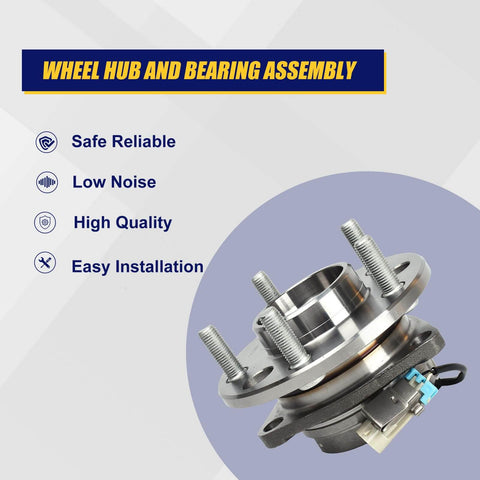 Front Wheel Hub and Bearing Assembly 513087 with specifications, featuring sealed ball bearing and ABS compatibility for Buick Cadillac Chevy Oldsmobile Pontiac