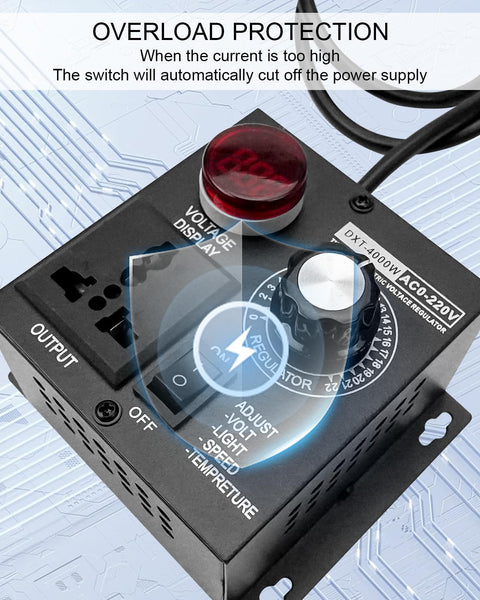 AC Motor Variable Speed Controller for Routers and Fans SCR Voltage Regulator with overload protection indicator