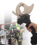 Cordless Electric Hydraulic Cable Cutter For 50mm, 65mm And 75mm Aluminum And Copper Armored Cables in field use