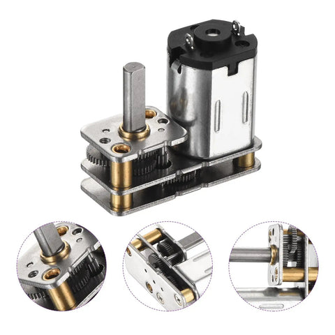 12V Micro DC Gearbox Motor with 1 to 298 Reduction, 20 RPM, 25 Beefy Torque, 3mm Shaft, 10mm Output, Metal Body