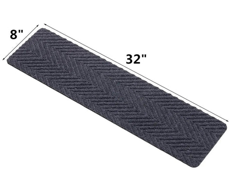 Non Slip Stair Treads 32 By 8 Inches Carpet Mats For Wooden Steps Indoor And Outdoor Grey Set Of 14 Rubber Anti Slip