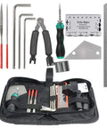 Guitar Repair Tool Kit 11 In 1 With Fret Rocker Leveling Tool String Organizer String Ruler Hex Wrench Set Files Screwdriver Storage Bag