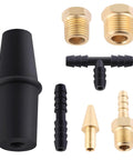 Hromee fuel pump and vacuum tester gauge kit by Amazon with brass adapters and black plastic fittings.
