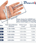 Hand size chart with measurements for selecting Chainmail Glove Cut Resistant Food Grade Stainless Steel Mesh Safety Glove.