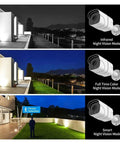 Slick Outdoor WiFi Bullet Security Camera With Heavy Duty Five Megapixel Sensor And Smart AI Human Detection For Crisp Day And Night Surveillance Footage Featuring Dual LED Night Vision And Flexible Storage Support in infrared and color modes.