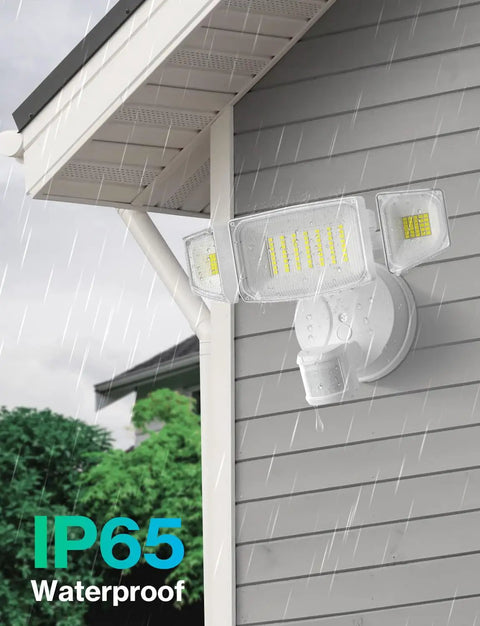 Tough As Nails 65 Watt Hardwired Motion Sensor Flood Light Emits 6500 Lumens Of Sharp Daylight White Illumination Across Backyard Fence Line Gate Entry With Heavy Duty Dusk To Dawn Trigger And All Weather Shield
