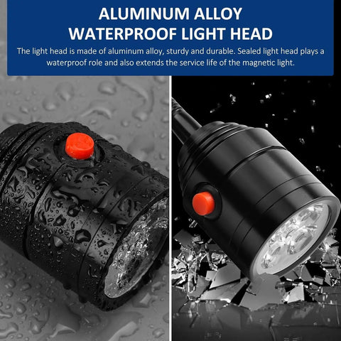 Durable Magnetic Led Work Light With Flexible Gooseneck And Magnetic Base 550 Lumen 6500K White Task Lamp waterproof head