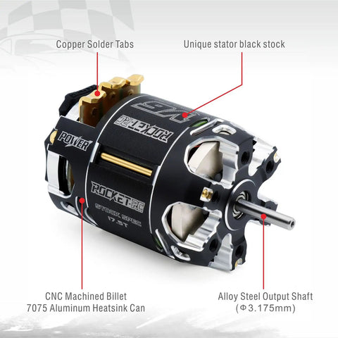 540 V6 Sensored Brushless RC Motor 21.5T For 1 By 10 Scale RC Racing Cars, Beefy Torque And Efficiency, 3.175mm Shaft