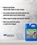 511 H2O Plus Water Based Penetrating Sealer quart size bottle on marble countertop with text describing features