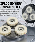 Exploded view of Heavy Duty Electric Motor Gear Clutch Kit with 36T nylon gear and 88mm clutch for 500W to 750W motors.