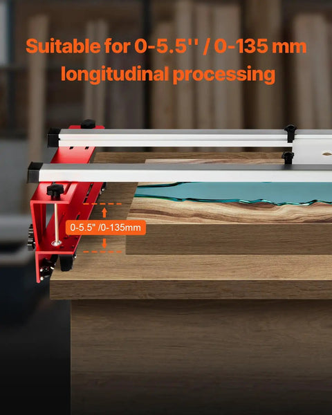 Router Sled For Woodworking Up To 64 Inches With X And Y Axis Adjustable Rails shown trimming a wooden slab