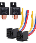 Two Pack 12V 80A Heavy Duty SPDT Car Relay With Harness And Socket Kit 5 Pin On Off Normally Open 5 Wire Automotive Relay