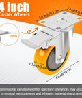 4 Inch Caster Wheels with Brakes showing dimensions and details, part of Top Shelf 4 Inch Caster Wheels With Brakes Set Of Four Heavy Duty Plate Casters.
