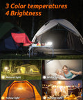 Beast 20,000mAh Portable LED Work Light And Camping Lantern illuminating tents at night with 3 color temperatures and 4 brightness levels.