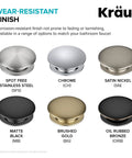 Wear-resistant finish options for Dope Matte Black Pop Up Drain Assembly For Vessel Sinks And Overflow Free Sinks.
