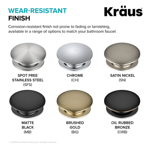 Wear-resistant finish options for Dope Matte Black Pop Up Drain Assembly For Vessel Sinks And Overflow Free Sinks.